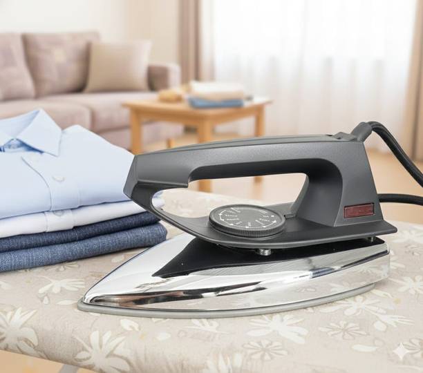 Artus Prima Black Dry Iron 750W Heavy Duty Chrome Soleplate 750 W Dry Iron