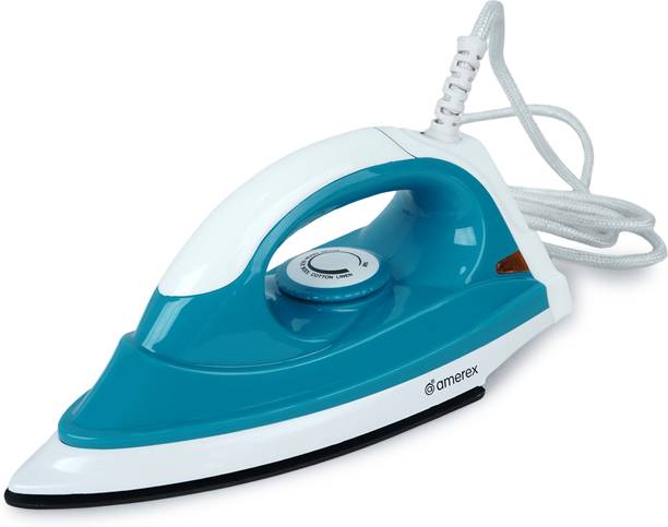 Amerex 1000W Dry Iron with Non Stick Soleplate 6 Fabric Settings Swivel Cord 1000 W Dry Iron