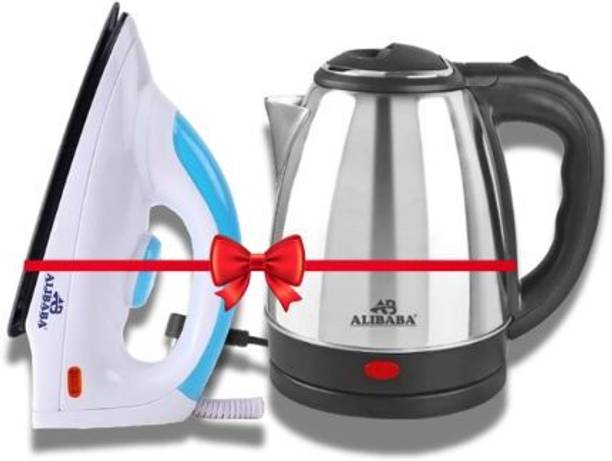 Alibaba by ALIBABA Pearl Electric Kettle (2L, Silver) & Starlet 750 W Dry Iron