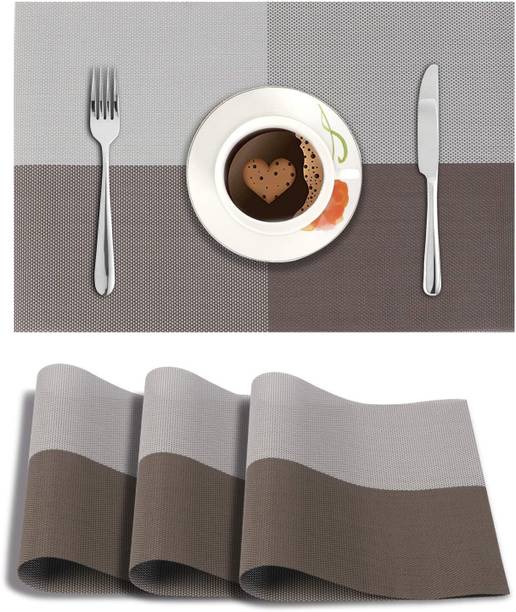 R T ENTERPRISE Beige, Brown PVC Table Linen Set