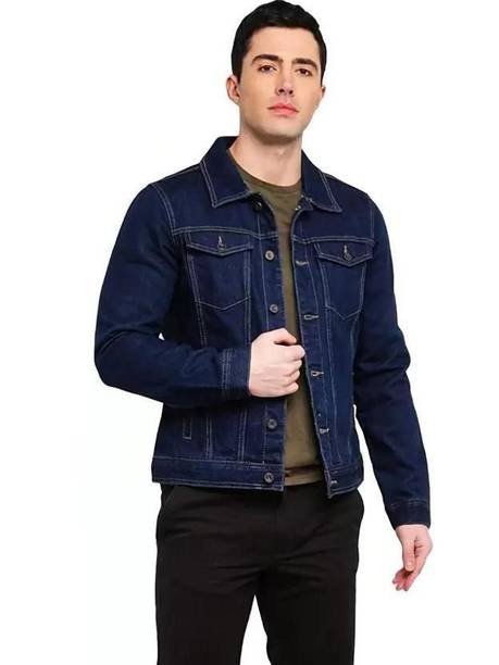 Men Self Design Denim Jacket