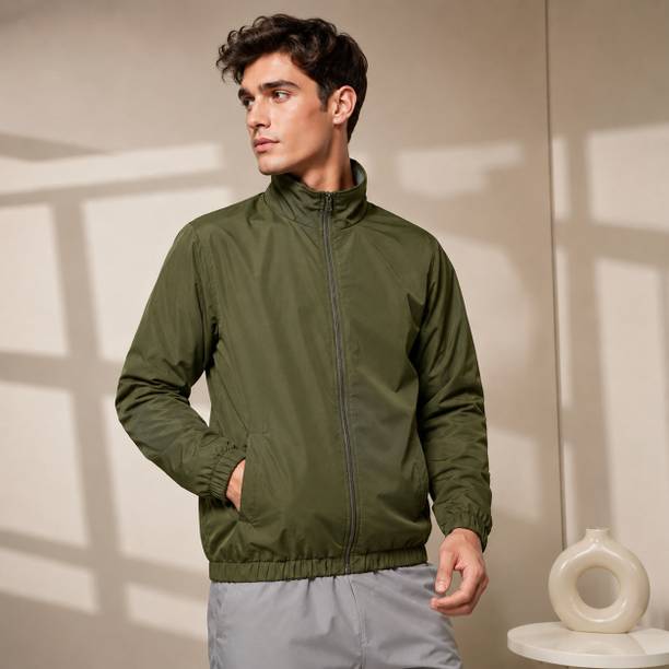 Men Solid Bomber Jacket