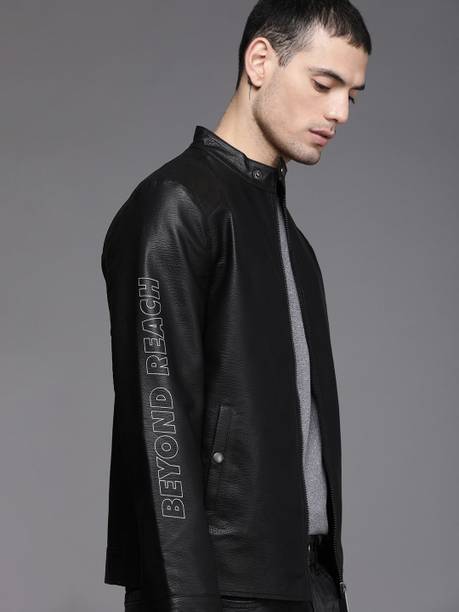 Men Printed Leather Jacket
