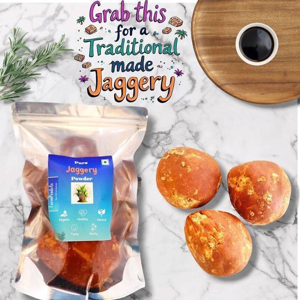 FarmProdcts Premium Jaggery Blocks 1kg | 100% Raw and Pure Gur/Gud/Nattu Sakarai/Brown Sugar Block Jaggery