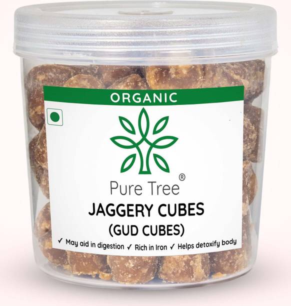 Pure Tree Organic Gur Cubes Small Desi Gud Jaggery Cubes - Sugarcane Jaggery For Tea Cubes Jaggery