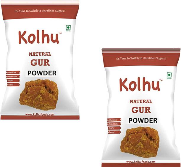 kolhu Natural Gur Shakkar for Tea, Sweets & Cooking (Jaggery Powder) (400gx2) Powder Jaggery