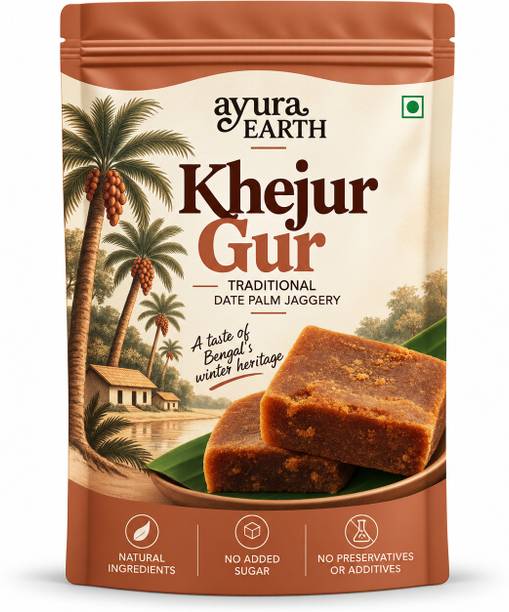 AyuraEarth Khejur Gur from Bengal | Date Palm Jaggery | Nolen Gur | Natural Sweetener Block Jaggery