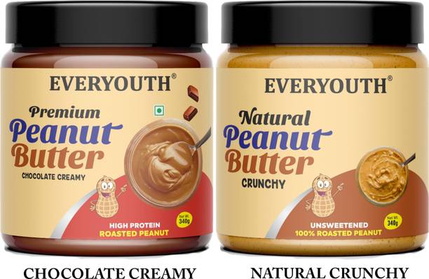 everyouth Peanut Butter Chocolate Creamy & Unsweetened Peanut Butter Crunchy