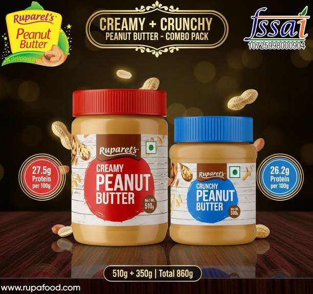 ruparel's PEANUT BUTTER Creamy 510g and Crunchy 350g Combo offer total 860g