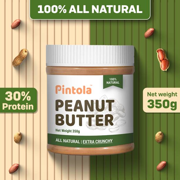 पिंटोला All Natural Peanut Butter (EXTRA Crunchy) (Unsweetened, Non-GMO, Gluten Free) 350 g