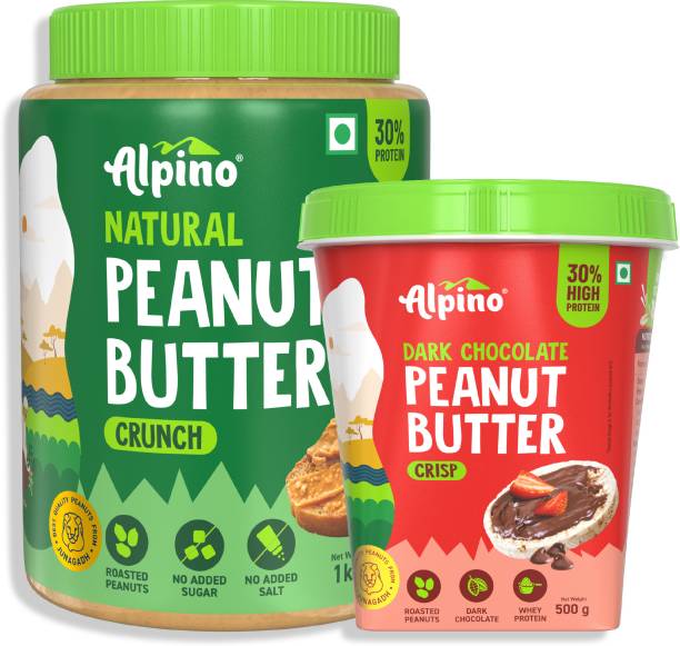 ALPINO High Protein Natural and Dark Chocolate Peanut Butter Combo 1.5 kg