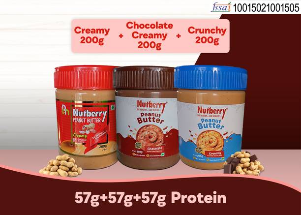 Nutberry PEANUT BUTTER 200GM ALL FLAVOURS CHOCOLATE ,CRUNCHY AND CREAMY