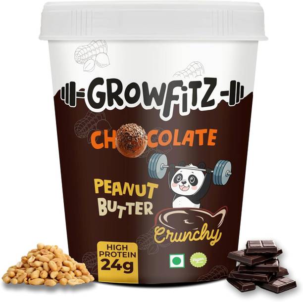 Growfitz Chocolate Peanut Butter | 24g Protein | Zero Added Sugar | Rich in Fibre | 400g