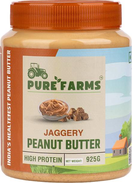 PURE FARMS Organic Jaggery Peanut Butter Sweetened Snacks, Healthy Protein & Fiber