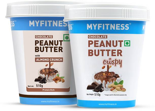 MYFITNESS Chocolate Crispy 510g & Chocolate Peanut Butter with Almond Crunch 510g | Combo
