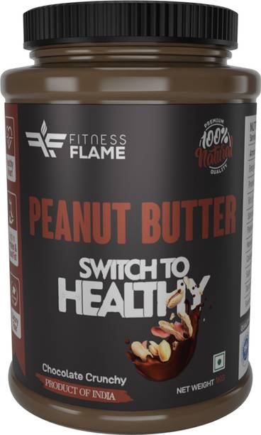 फिटनेस फ्लेम Natural Peanut Butter(Chocolate Crunchy) | High Protein 19 G | Gluten Free | 1 kg