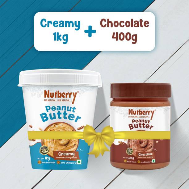 Nutberry PEANUT BUTTER CREAMY 1KG & CHOCOLATE 400GM