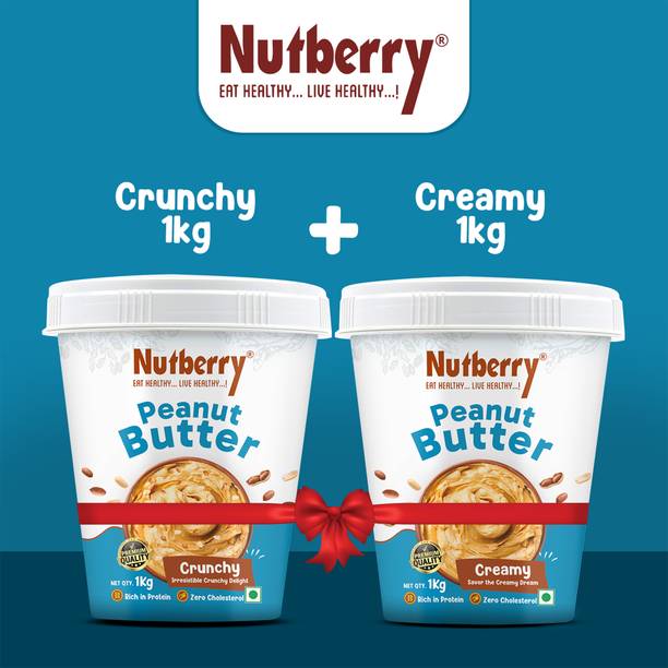 Nutberry PEANUT BUTTER CRUNCHY 1KG AND CREAMY 1KG FREE COMBO