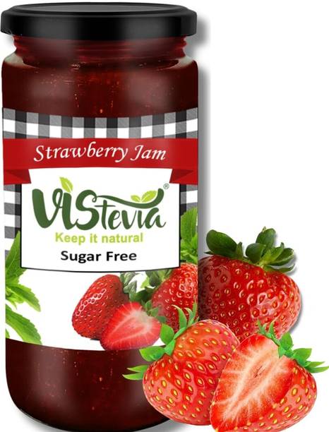 Vistevia Stevia Sweetened Strawberry Jam (400 gm) | 100 % Natural | Keto Friendly | Sugar-Free
