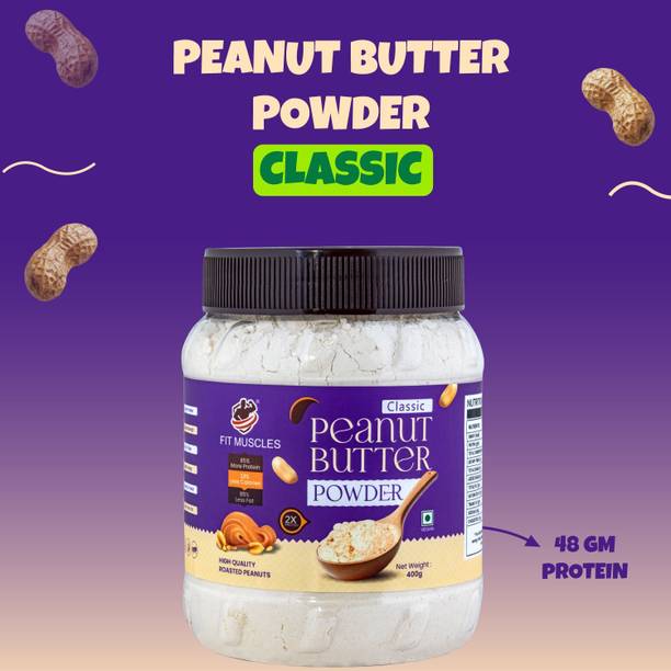 Fit muscles Classic Peanut Butter Powder 400g, 48g Protein, Low Fat, Easy Mix Healthy Fuel