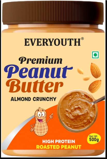 everyouth Peanut Butter Almond Crunchy| 26g Protein | Zero Cholesterol |Non GMO |