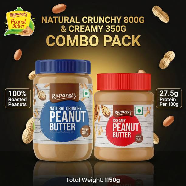 ruparel's NATURAL CRUNCHY 800G & CREAMY 350G PEANUT BUTTER