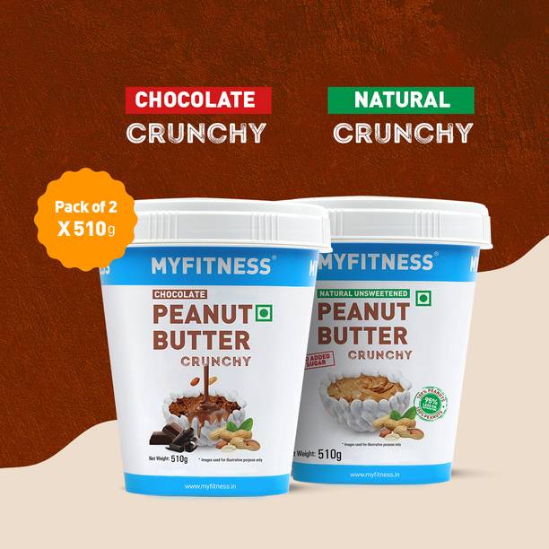 MYFITNESS PEANUT BUTTER Chocolate Peanut Butter Crunchy 510g & Natural Peanut Butter Crunchy 510g