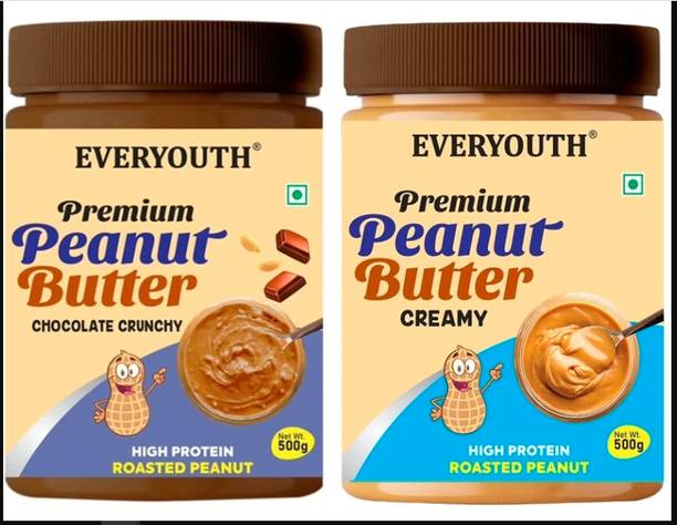 everyouth Premium Peanut Butter Chocolate Crunchy & Creamy, 26g Protein |