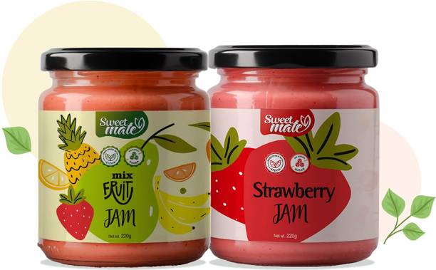 Sweetmate Sugar-Free MixFruits and Strawberry Jam Combo Pack, 100% Natural with Real Fruit