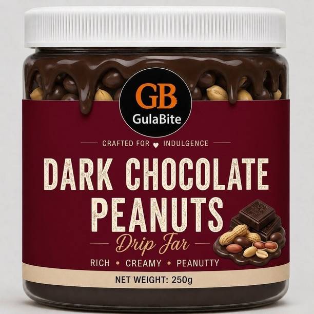 GULABITE Dark Chocolate Peanuts Drip Jar | Rich Spread With Crunchy Bites |