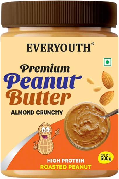 एवरयूथ Peanut Butter Almond Crunchy| 26g Protein | Non GMO | Zero Cholesterol | 500 g