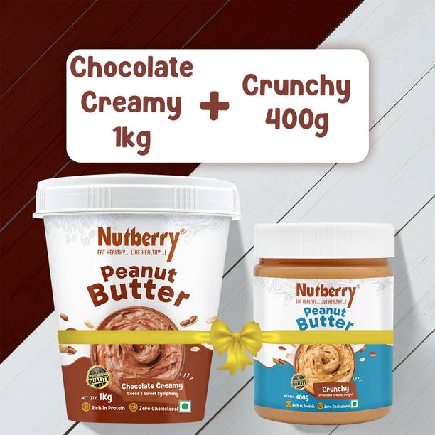 Nutberry PEANUT BUTTER CHOCOLATE CREAMY 1KG & CRUNCHY 400MG (BEST COMBO PACK)