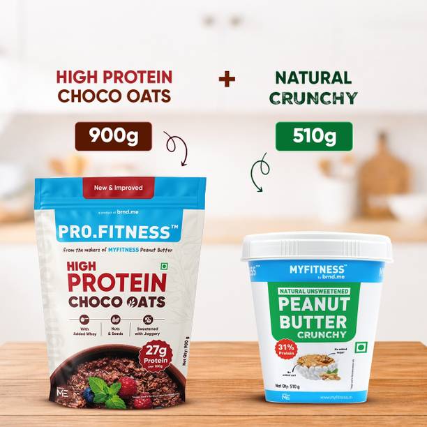 MYFITNESS High protein Chocolate Oats 900g + Natural PB Crunchy 510g