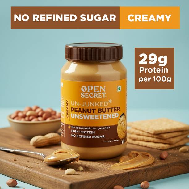 OPEN SECRET Unjunked Unsweetened Peanut butter- Creamy