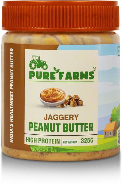 PURE FARMS Organic Jaggery Peanut Butter Sweetened Snacks, Healthy Protein & Fiber