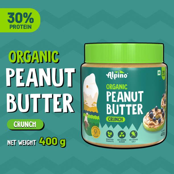 ALPINO Organic Natural Peanut Butter Crunch Unsweetened 400 g