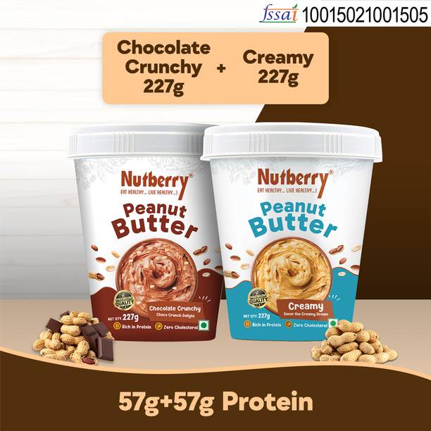 Nutberry PEANUT BUTTER CHOCOLATE CRUNCHY 227GM & PEANUT BUTTER CREAMY 227GM (COMBO PACK)