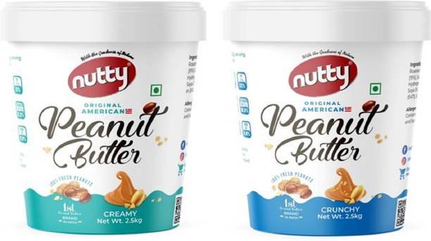 Nutty Peanut Butter Creamy + Crunchy 2.5Kg (Combo Pack Pack Of 2 Pcs)