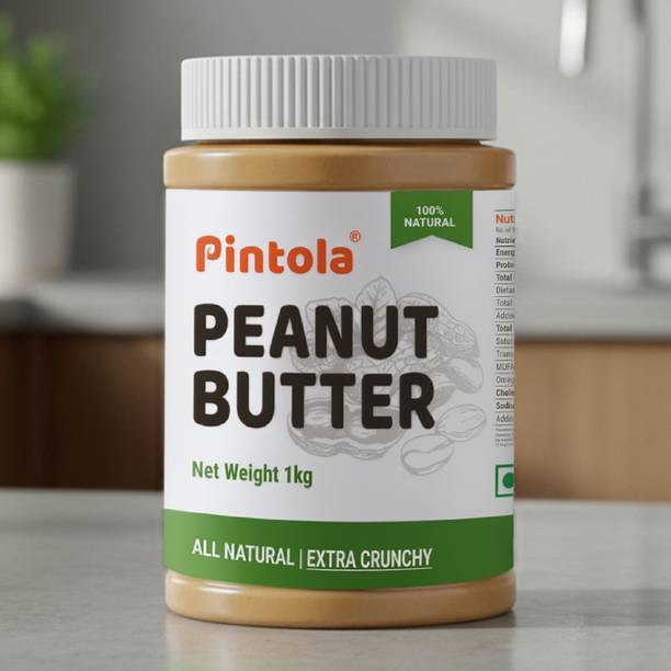 पिंटोला All Natural Peanut Butter (EXTRA Crunchy) (Unsweetened, Non-GMO, Gluten Free) 1 kg