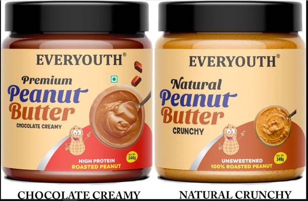 everyouth Peanut Butter Chocolate Creamy & Unsweetened Peanut Butter Crunchy |