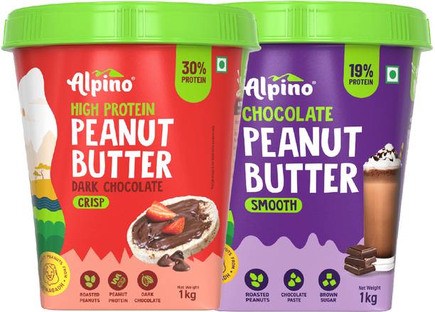 ALPINO High Protein Peanut Butter Crisp And Chocolate Peanut Butter Smooth