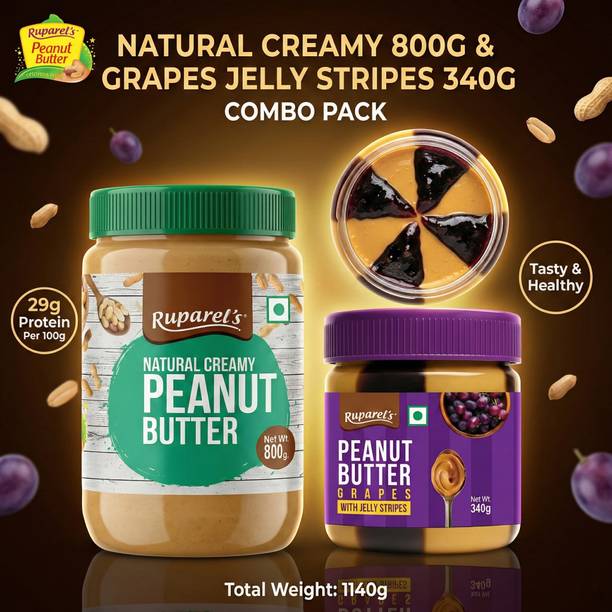 ruparel's NATURAL CREAMY 800G & GRAPES WITH JELLY STRIP...