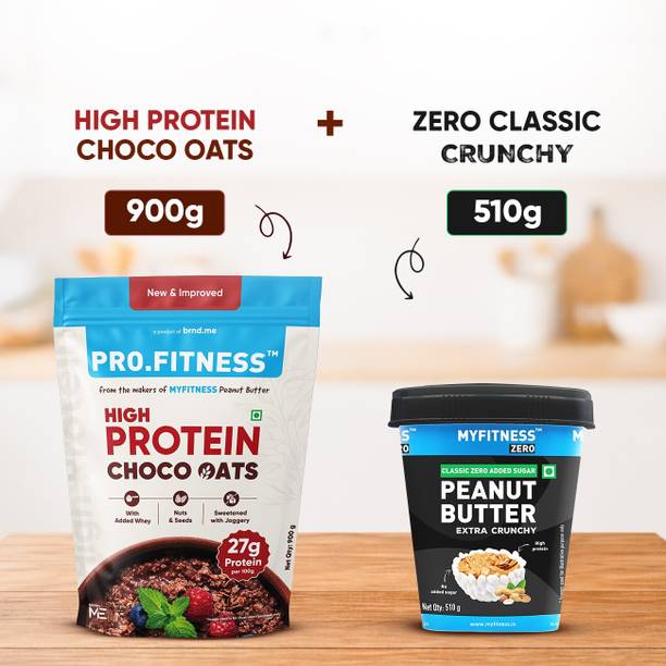 MYFITNESS PEANUT BUTTER Pro.Fitness High Protein Oats 900g + MyFitness Classic Zero PB Crunchy 510g