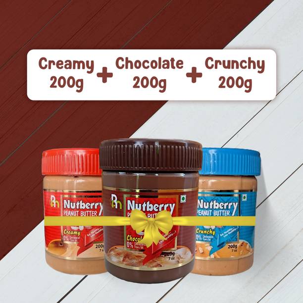 Nutberry PEANUT BUTTER 200GM ALL FLAVOURS CHOCOLATE ,CRUNCHY AND CREAMY