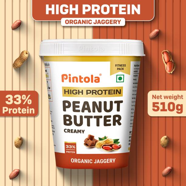 पिंटोला High Protein Peanut Butter (Organic Jaggery) (Creamy) 510 g
