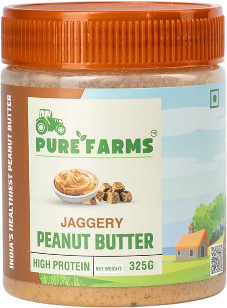 PURE FARMS Organic Jaggery Peanut Butter Sweetened Snacks, Healthy Protein & Fiber