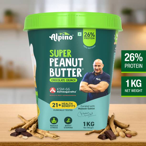 ALPINO Super Peanut Butter with KSM-66 Ashwagandha & Chocolate Crunch, 21+ Benefits
