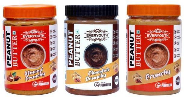 एवरयूथ Peanut Butter | Chocolate Crunchy | Almond Crunchy | Crunchy | 1500 g