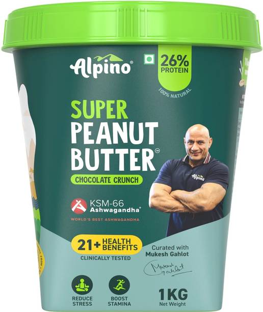 ALPINO Super Peanut Butter with KSM-66 Ashwagandha & Chocolate Crunch, 21+ Benefits