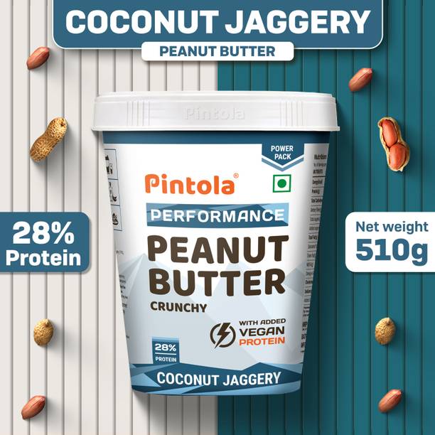 पिंटोला Coconut Jaggery Performance Series Peanut Butter (Crunchy) | Vegan Protein 510 g
